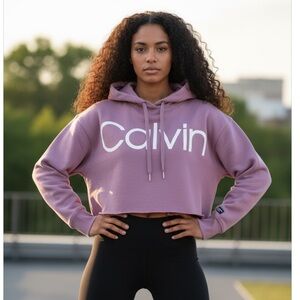 Calvin Klein Performance Cropped Monogram Hoodie XS